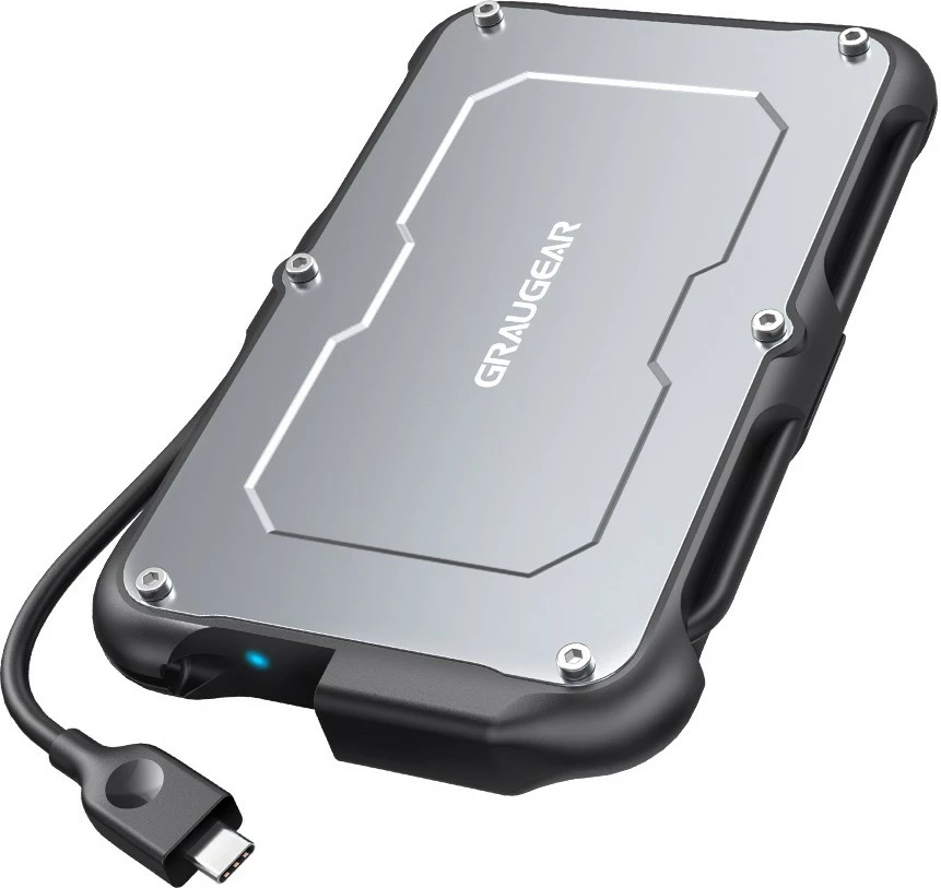 Kasë e jashtme GrauGear 2.5" USB Type-C, 6 Gbit/s, silikon/çelik, e zezë