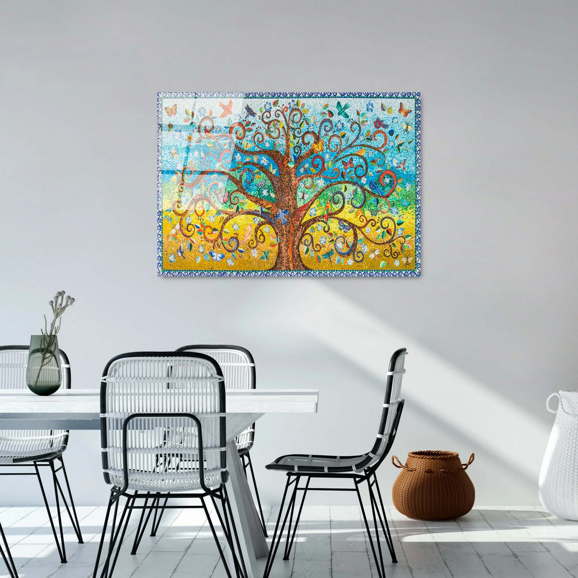 Pikturë dekorative prej xhami të temperuar, 'Pema e Jetës', shumëngjyrëshe, UV-211, 70x100cm