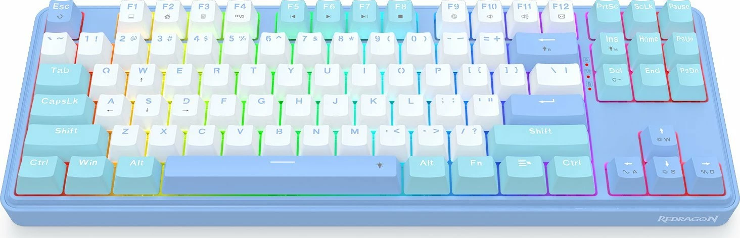 Tastierë gaming mekanike Redragon K707 StarBlade (K707WBB-RGB) TKL 80% US, hot-swap, RGB, USB, blu/bardhë