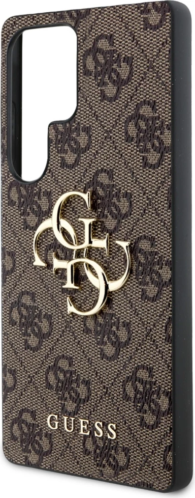 Mbështjellës, Guess, Big 4G Logo Classic Logo, për Samsung Galaxy S25 Ultra, hardcase eco-lëkurë + TPU + PC, kafe