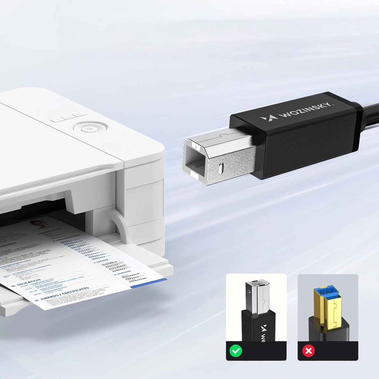 Kabllo USB-B në USB-A, Wozinsky WKDDY4S, 1 m 480 Mb/s, e zezë