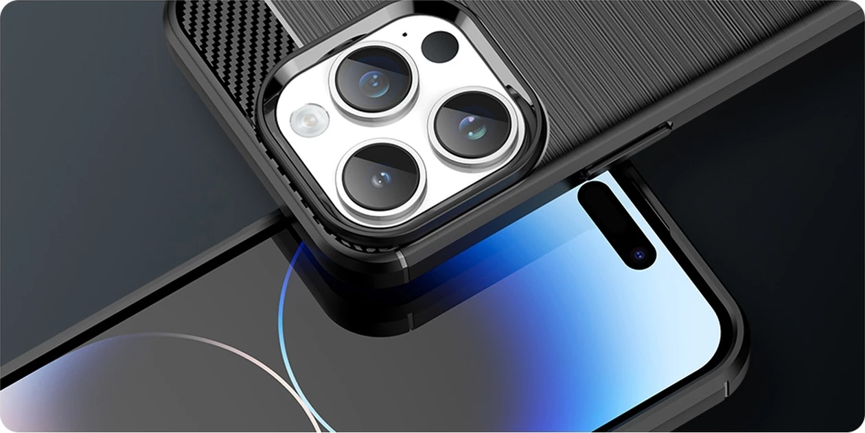 Mbështjellës Hurtel Carbon Case për iPhone 14 Pro Max, TPU, Blu
