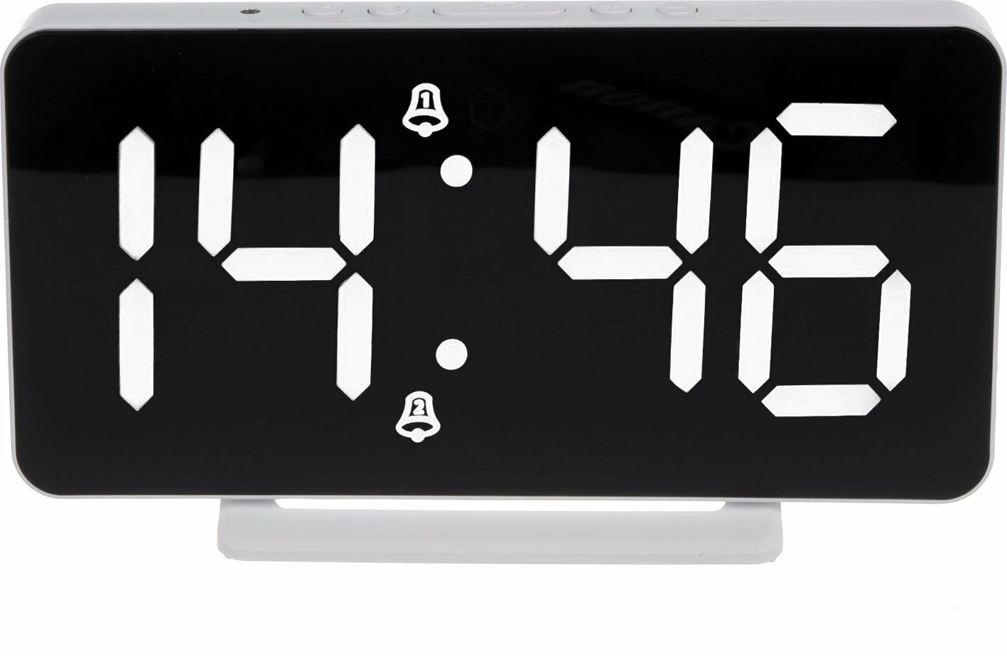 Orë alarmi digjitale LED GreenBlue GB383 me termometër, USB, 15x7.5 cm, e bardhë
