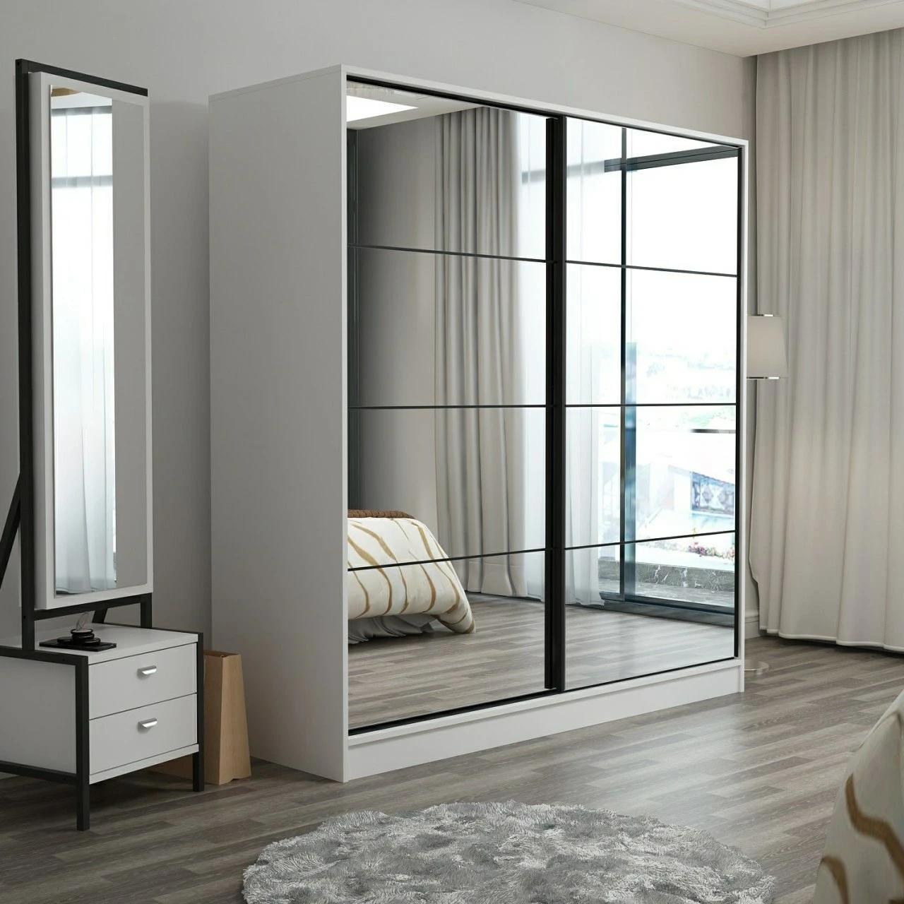 Dollap për dhomë gjumi, ngjyrë e bardhë, Skye Decor, 3965