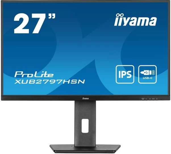 Monitor, iiyama ProLite XUB2797HSN-B2 27" IPS USB-C dock me rrjetë LAN dhe DisplayPort-out, lartësi e rregullueshme, e zezë
