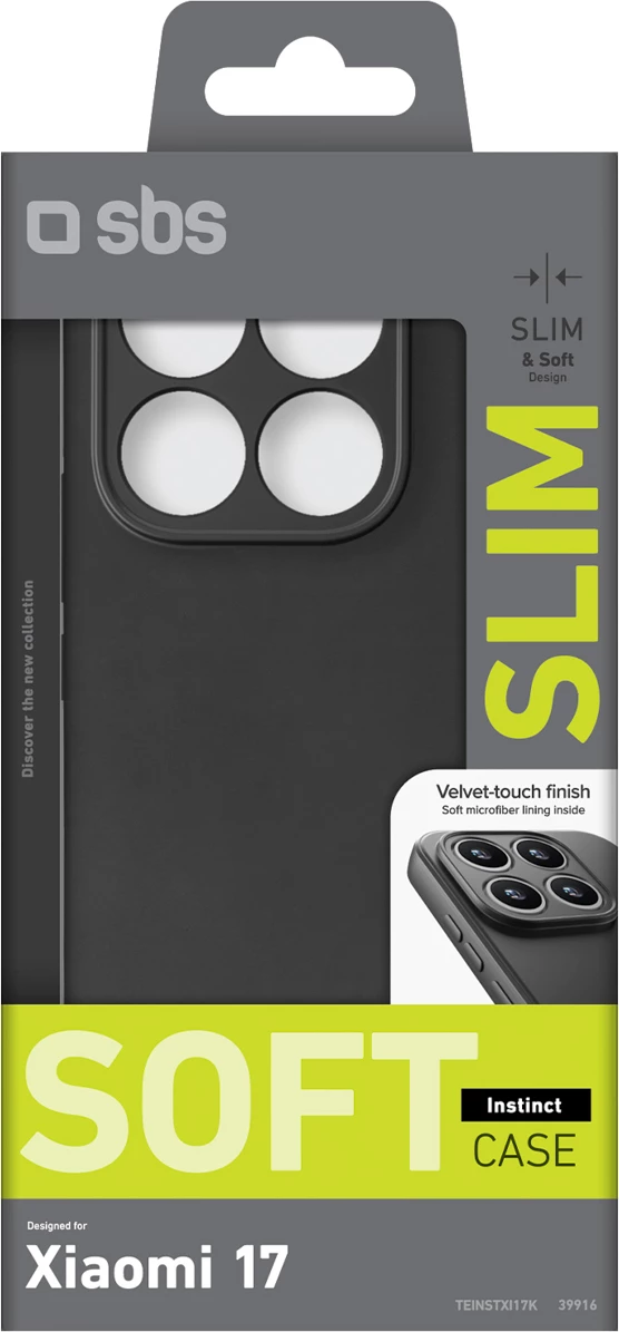 Mbështjellës SBS Instinct për Xiaomi 17, TPU me mikrofibër, i zi, me kuti