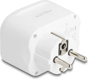 Adaptues prizë DeLOCK 11498, Type E/F në Type F, 1 prizë + 3 USB (USB-C PD 20W), i bardhë