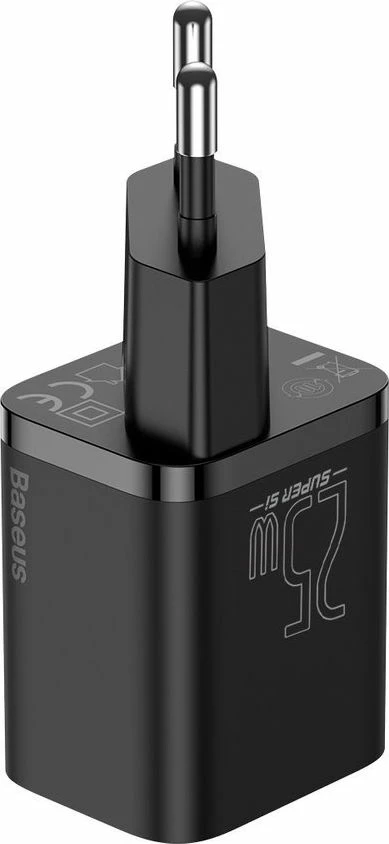 Karikues rrjeti Baseus Super Si TZCCSUP-L01 25W USB-C PD me kabllo USB-C në USB-C 1m, i zi