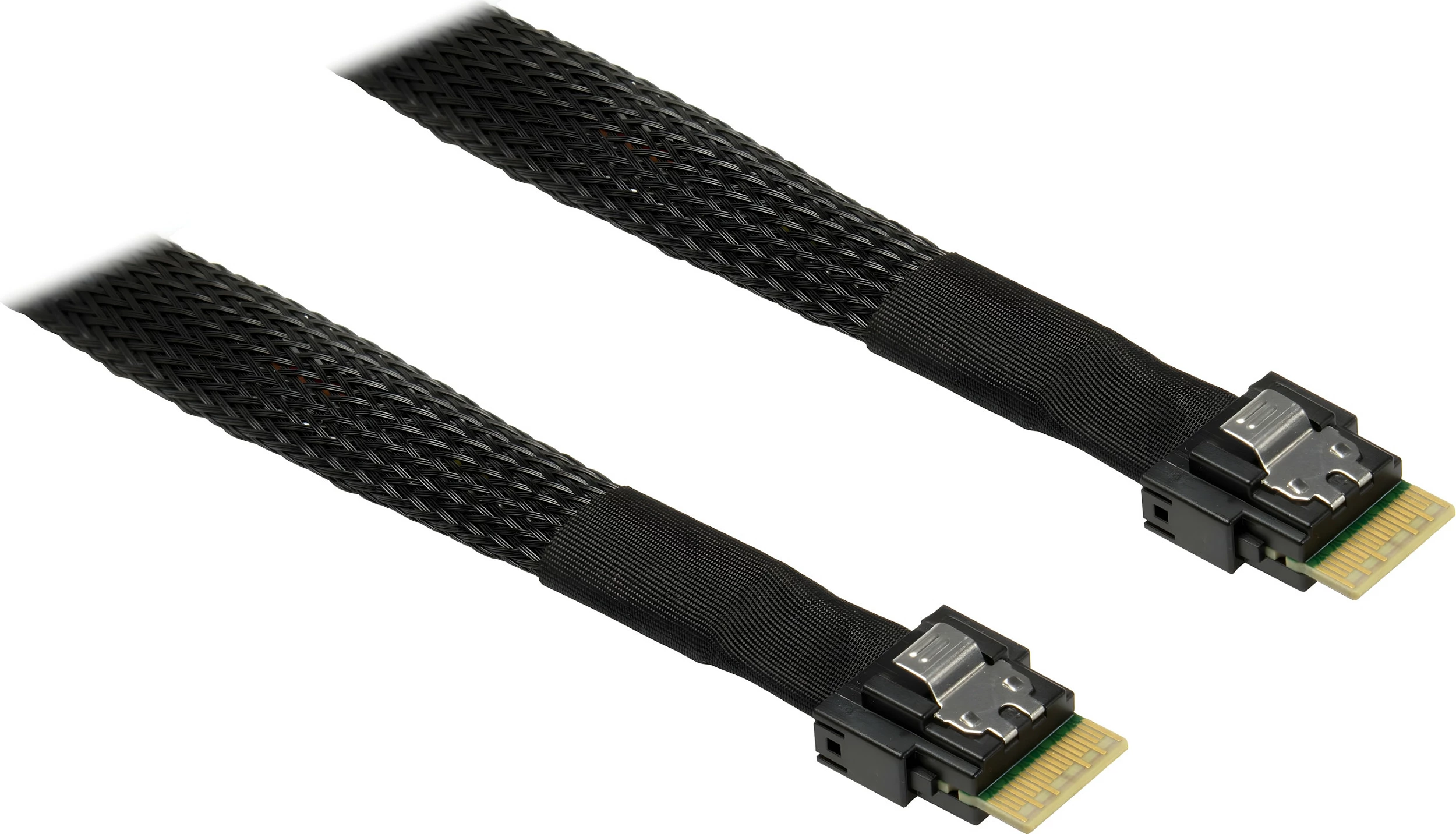Kabel SlimSAS Inter-Tech SFF-8654-4i në SFF-8654-4i, 0.7 m, i zi