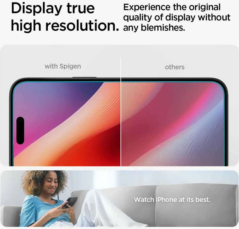 Xham mbrojtës Spigen Glas.tR EZ Fit për iPhone 15/16, 2 copë, transparent