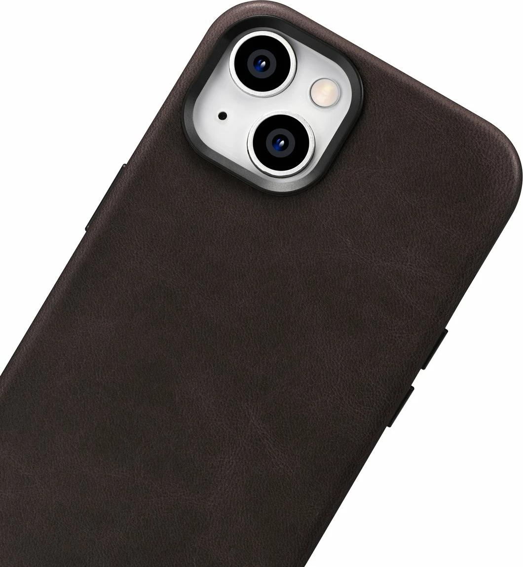 Mbështjellës iCarer Oil Wax Premium për iPhone 14 Plus, lëkurë natyrale, MagSafe, Kafe