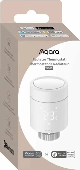 Termostat smart për radiator Aqara W600, Thread/Zigbee/Matter, ekran LED 180°, me 2x AA + 6 adaptera, i bardhë