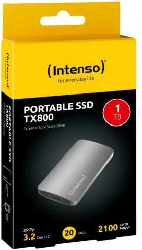 SSD ekstern INTENSO TX800 1TB USB 3.2 Gen 2x2 2100MB/s, antracit, me kabllo USB-C