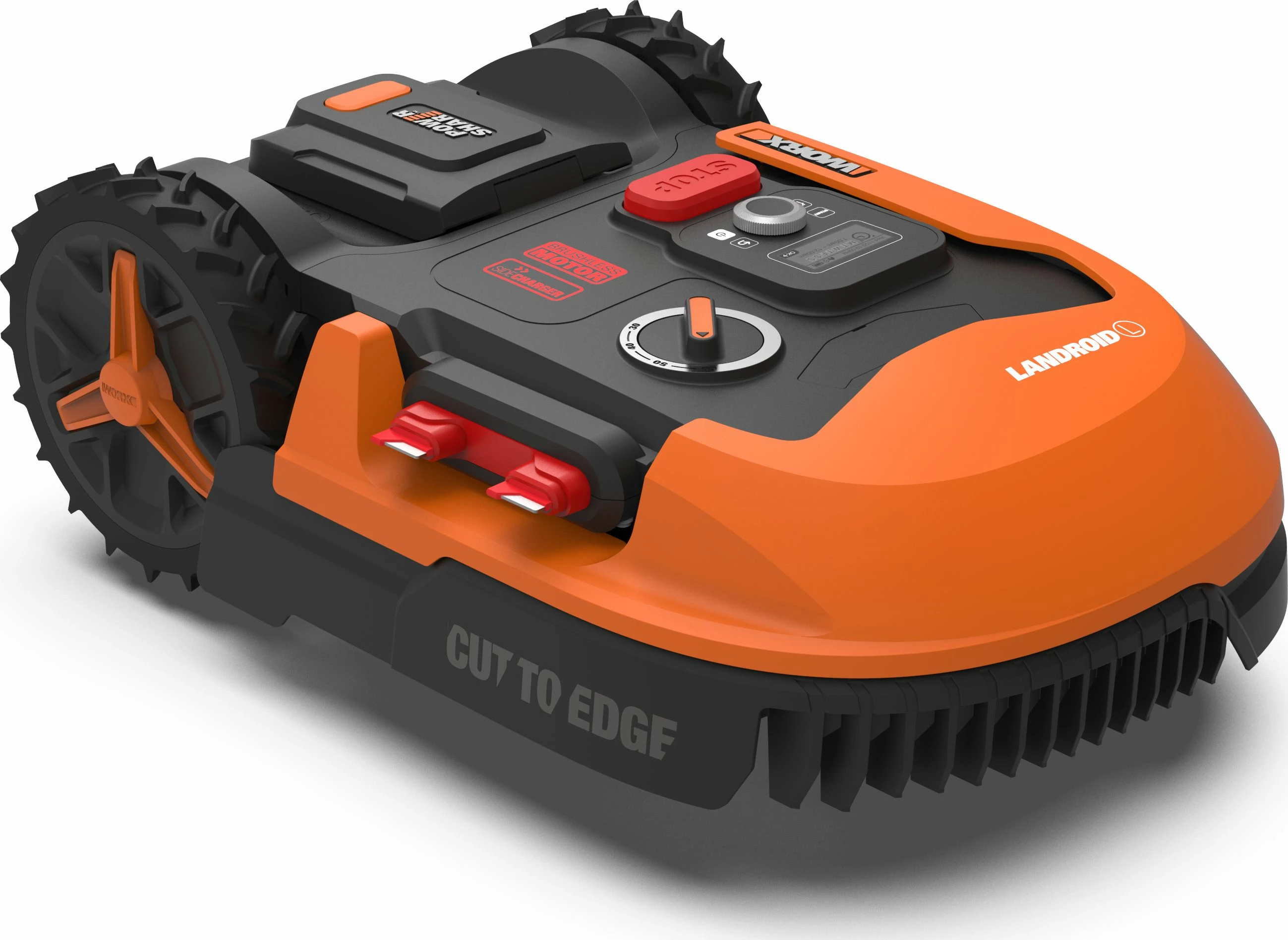 Robot kositës bari Worx Landroid L1000 WR147E.1, bateri 20V 4Ah, për deri 1500 m², 18 cm, 30–60 mm, portokalli/zi