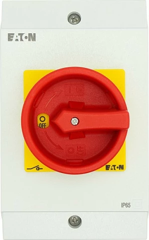 Ndërprerës kryesor/izolator Eaton P1-25/I2/SVB/HI11, 25A, 3P, IP65, i kuq/verdhe/bardhë