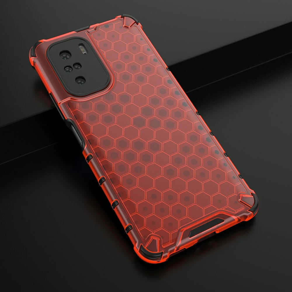 Mbështjellës Hurtel Honeycomb për Xiaomi Redmi K40 Pro+, K40 Pro, K40, Poco F3, Kuq