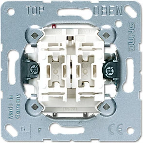 Ndërprerës muri Jung 505 U, 1P, 10A, 250V, metalik/bardhë