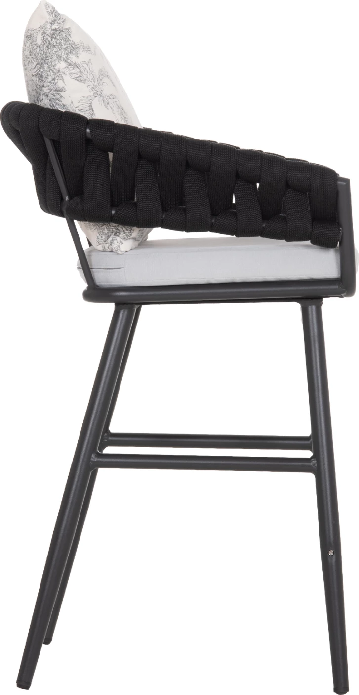 Karrige për bar alumini Camden, antracit e errët, me jastëkë, 56x60x108 cm, set 2 copë