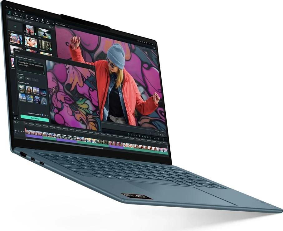 Laptop Lenovo Yoga Slim 7 14AKP10 Copilot+ PC, AMD Ryzen AI 5 340, 16 GB RAM, 512 GB SSD, 14" WUXGA, Teal
