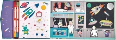 Set loje magnetik Floss & Rock 4-në-1 Space, 22.5 x 23.5 cm, shumëngjyrësh