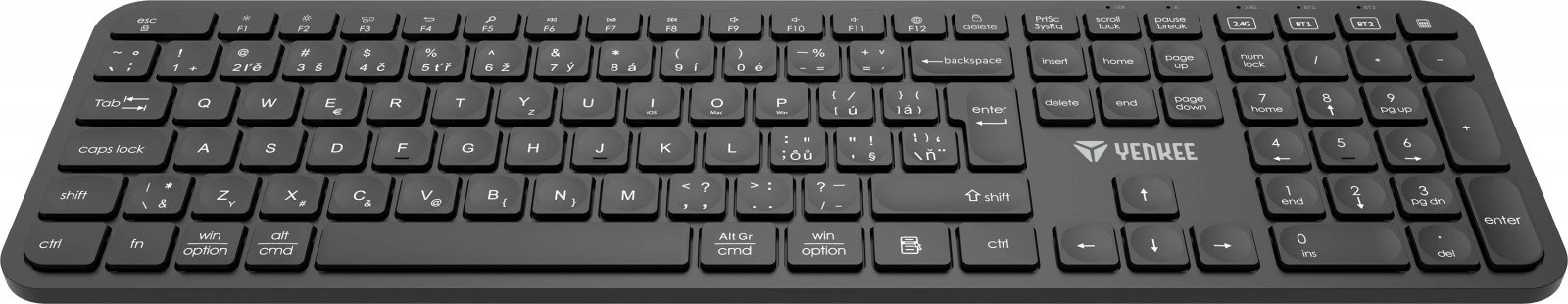 Tastierë wireless YENKEE YKB 2050 EGO, standard, 2.4G + BT1 + BT2, e zezë