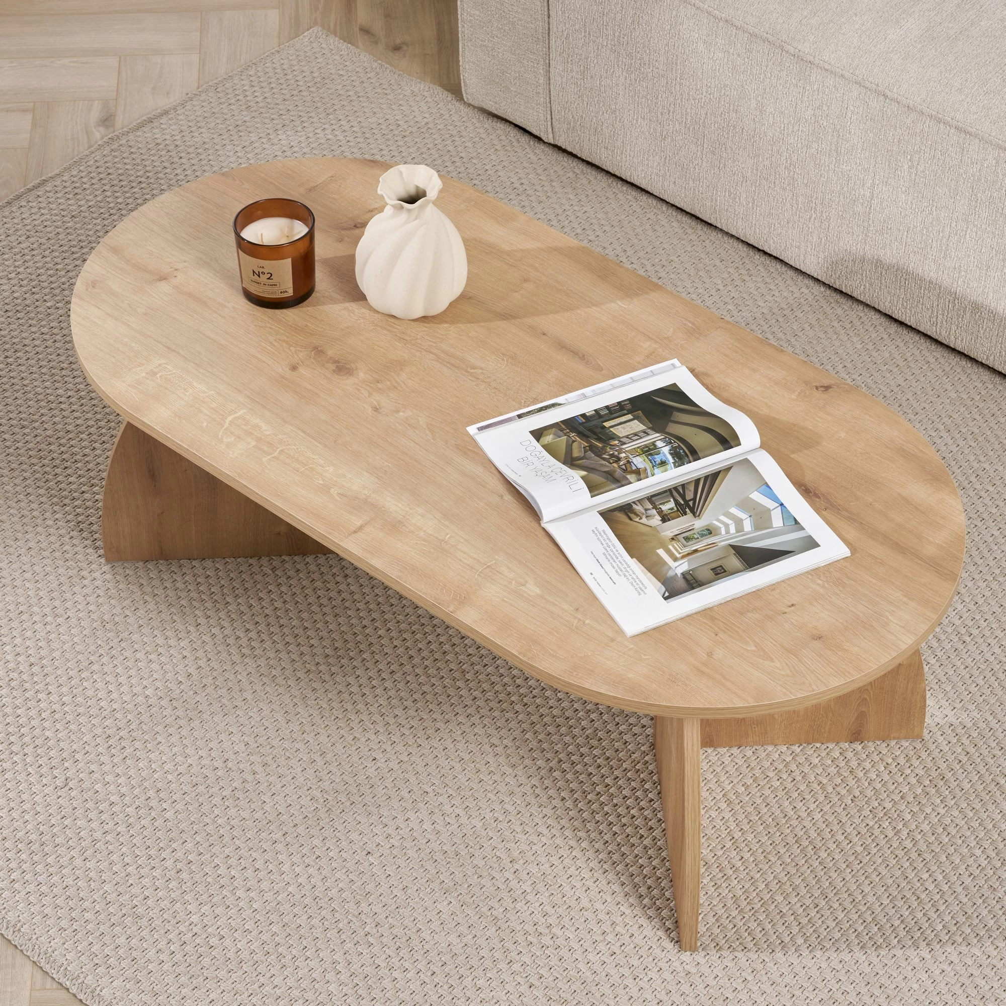Tavolinë për kafe Nordure, ngjyrë lisi Sapphire Oak, Melina