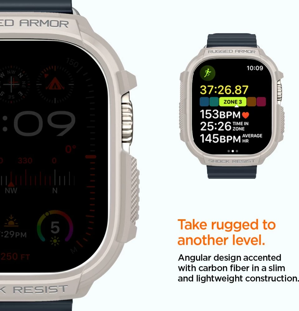 Mbështjellës Spigen Rugged Armor për Apple Watch Ultra 1/2 49mm, Bezhe