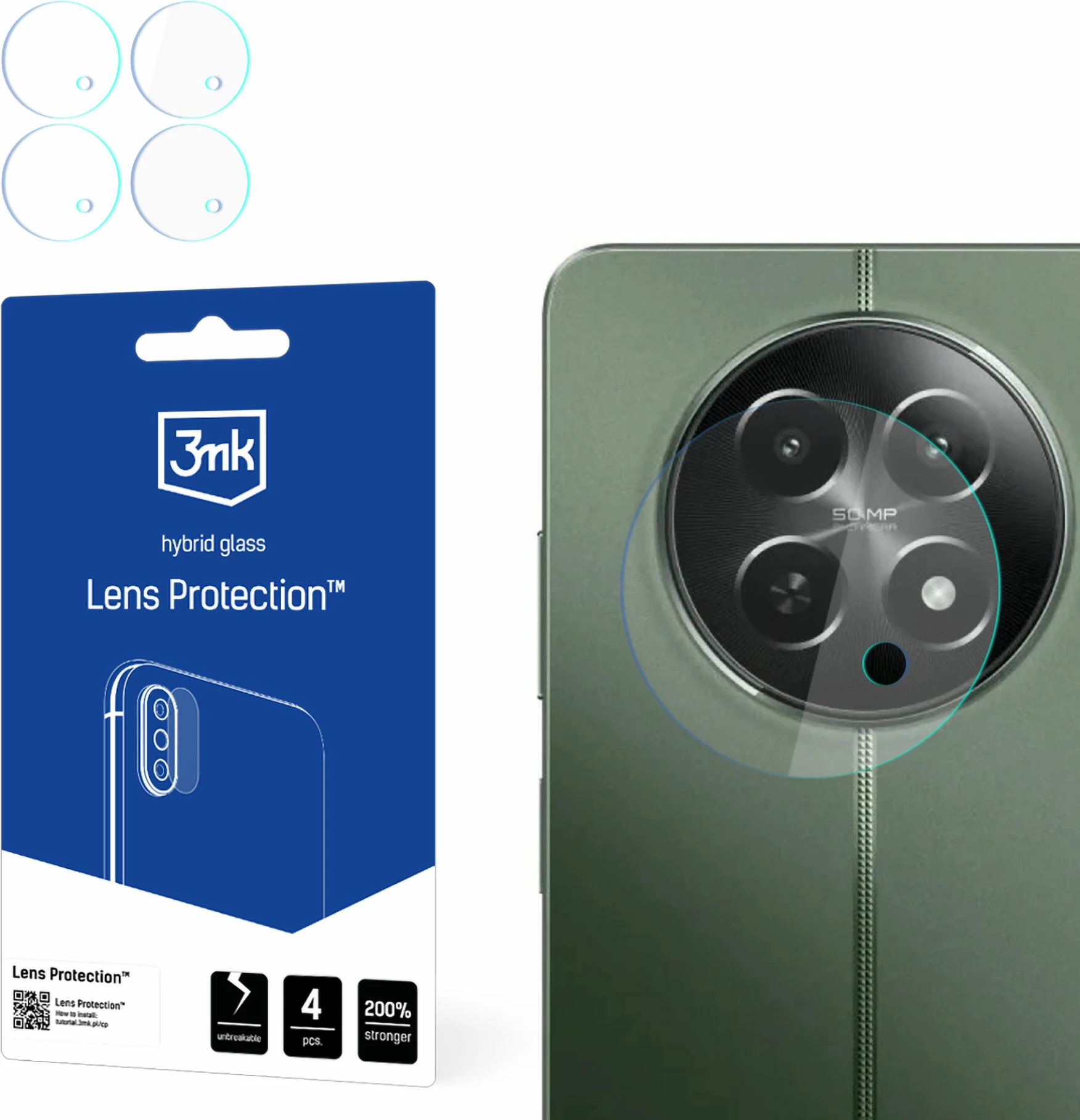 Xham hibrid për kamerë, 3mk Protection Lens Protection, për Realme 12x 5G, set