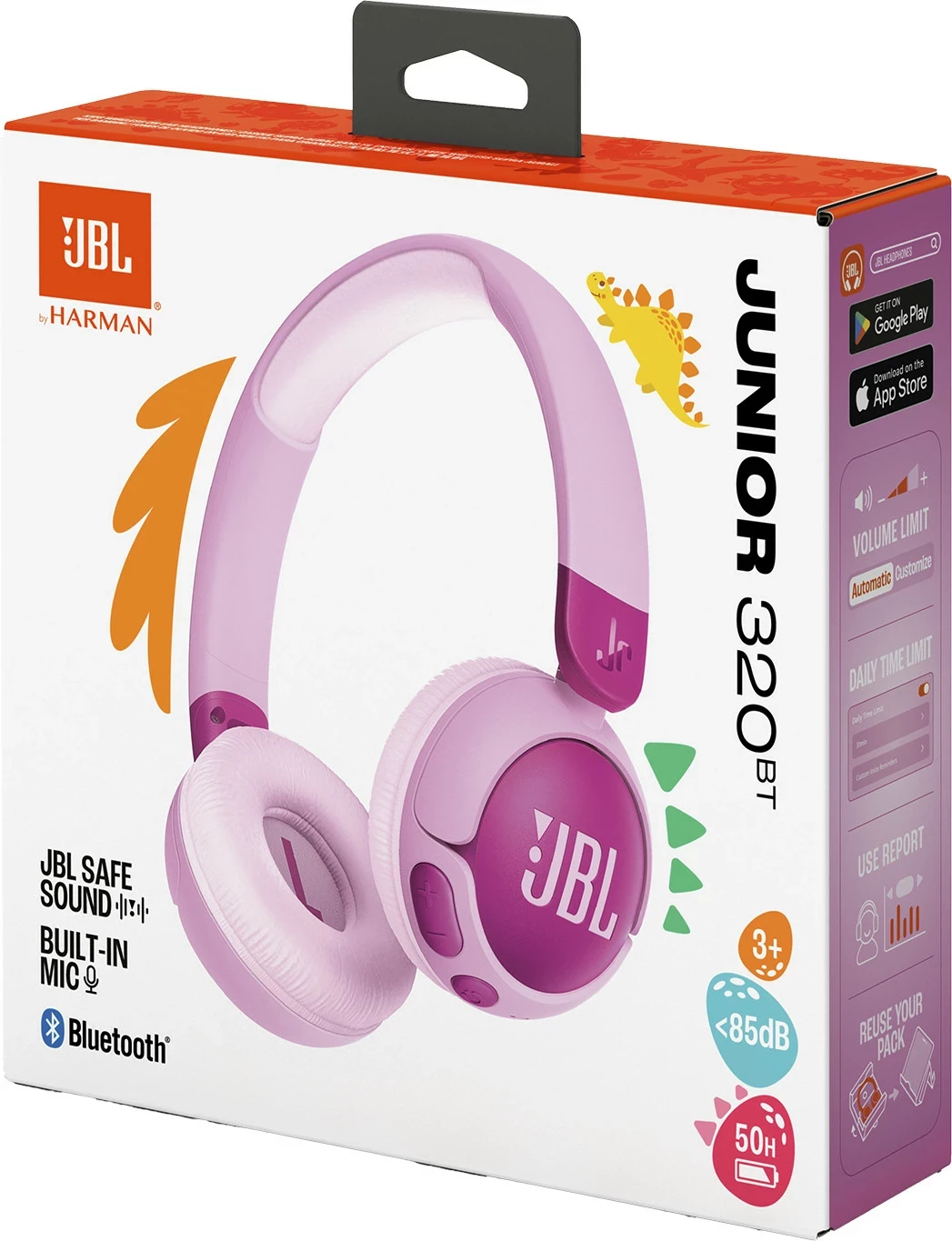 Kufje JBL JR 320 BT Bluetooth 5.0 për fëmijë, 12 orë bateri, kufizim 85 dB, vjollcë