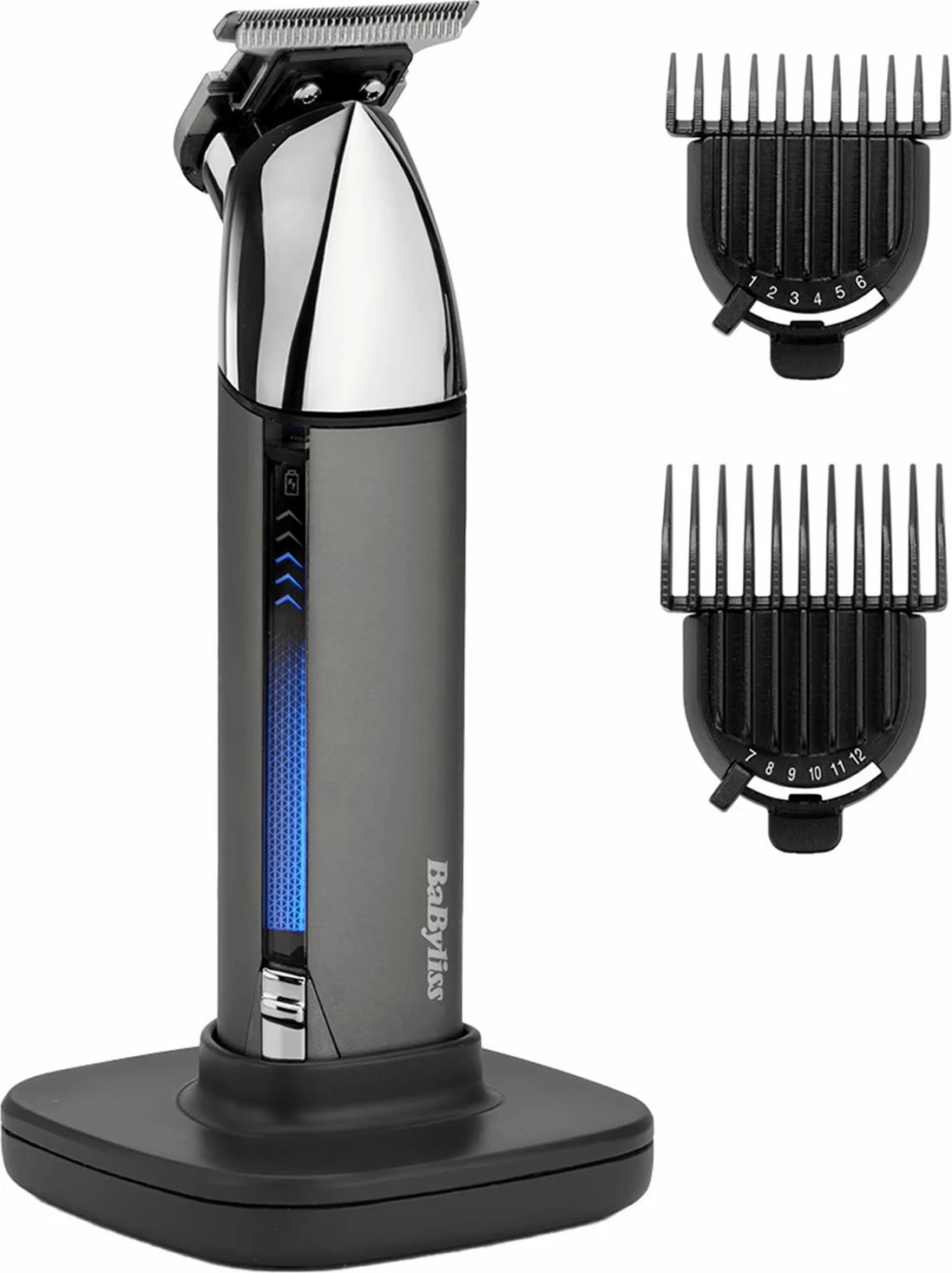 Trimer mjekre BaByliss Super-X Metal T996E, teh T 40mm, bateri Li-ion, me 2 krehra, krom