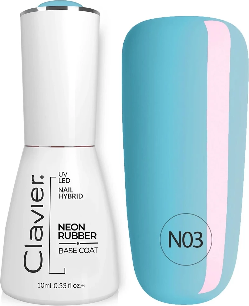 Bazë për thonj Clavier Luxury Neon Rubber Base N03 Blue Rainbow 10ml