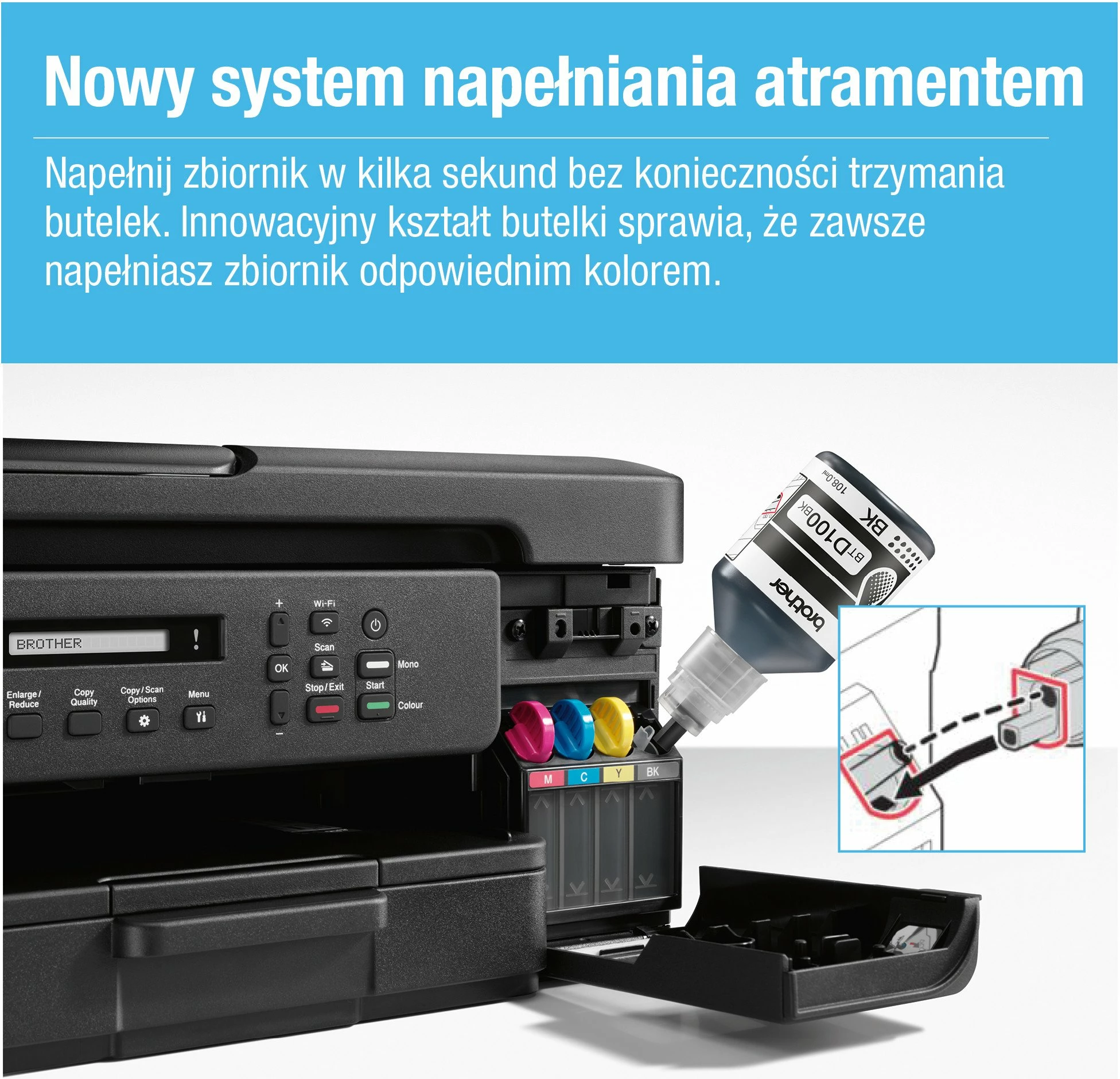 Pajisje multifunksionale Brother DCP-T730DW InkBenefit A4 Wi‑Fi duplex, e zezë, me shishe boje