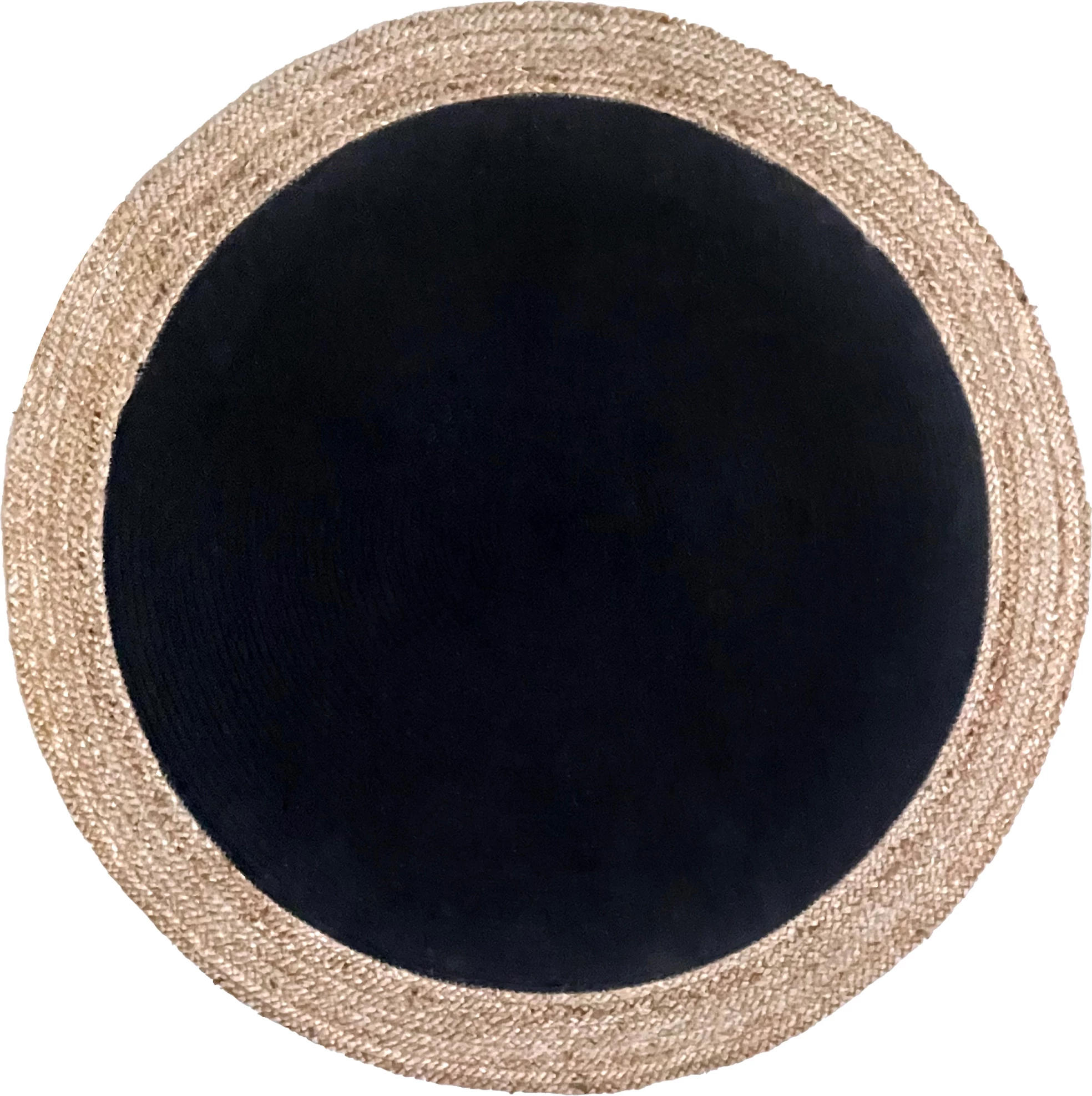 Qilim i rrumbullakët Rami, jute, ngjyrë e zezë-natyrale, 120x120cm