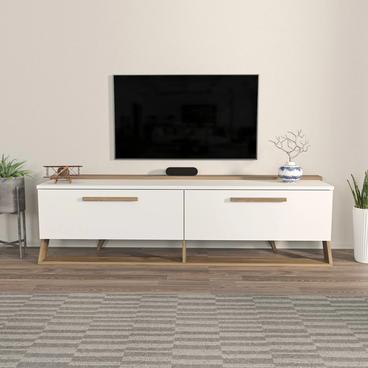 Komodë TV Hanah Home, Astrid, e bardhë dhe arre