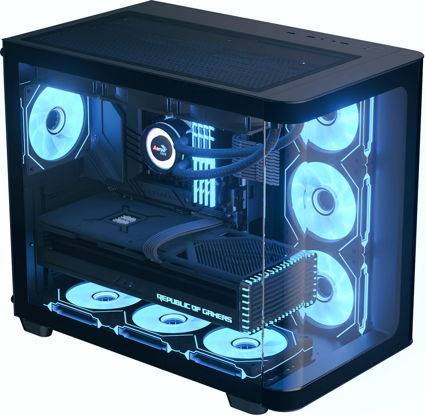 Kasë Aerocool P500C-G-BK-v1 Midi Tower, Tempered Glass, RGB, e zezë