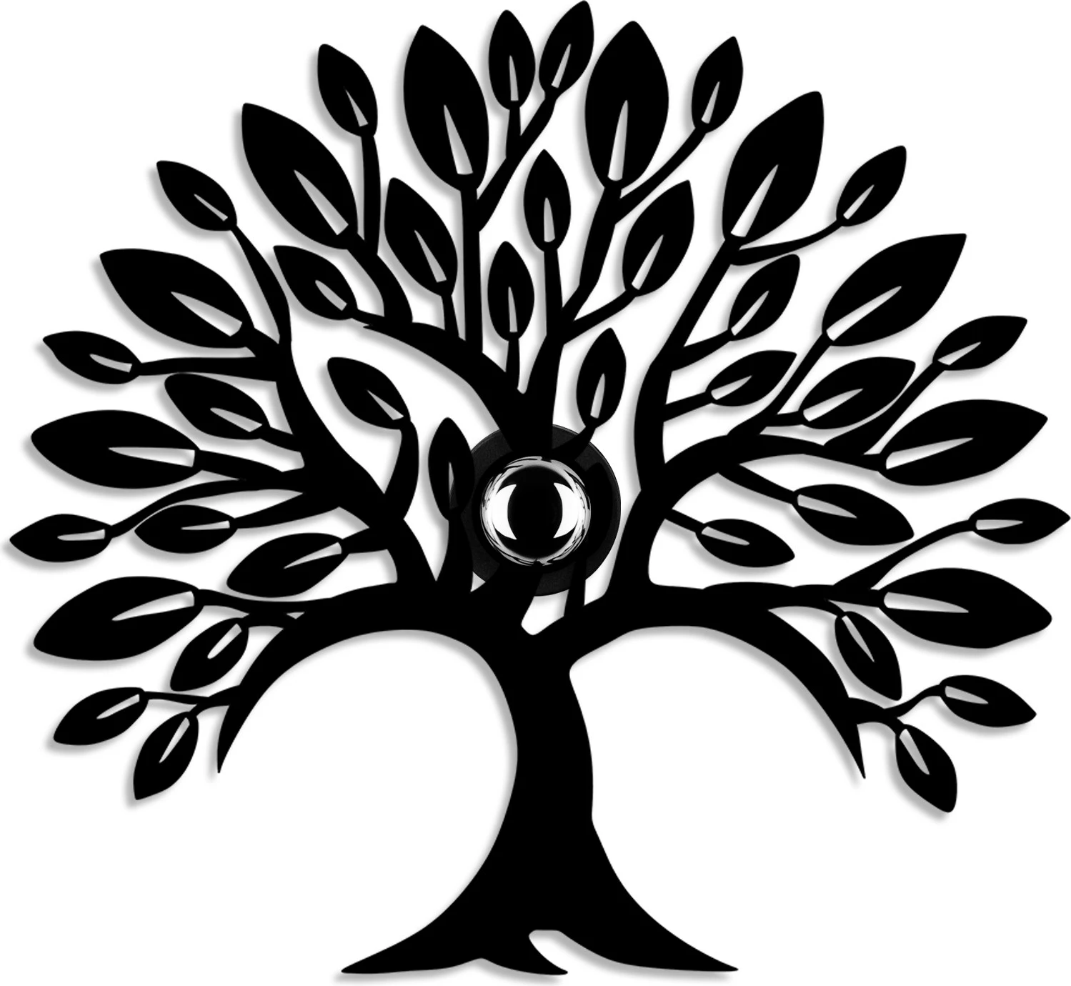 Llambë muri dekorative, dizajn pemë me zemër, ngjyrë e zezë