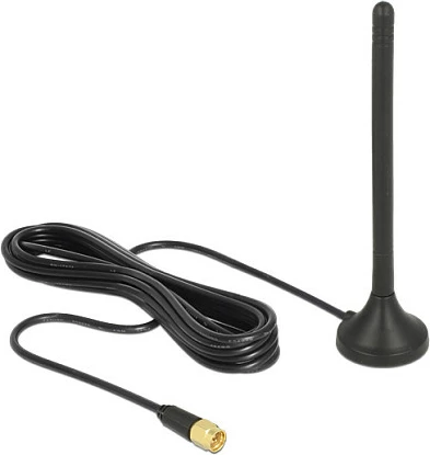 Antenë omni DeLOCK 12419, F-type, 2.5 dBi, LTE/GSM/UMTS, e zezë