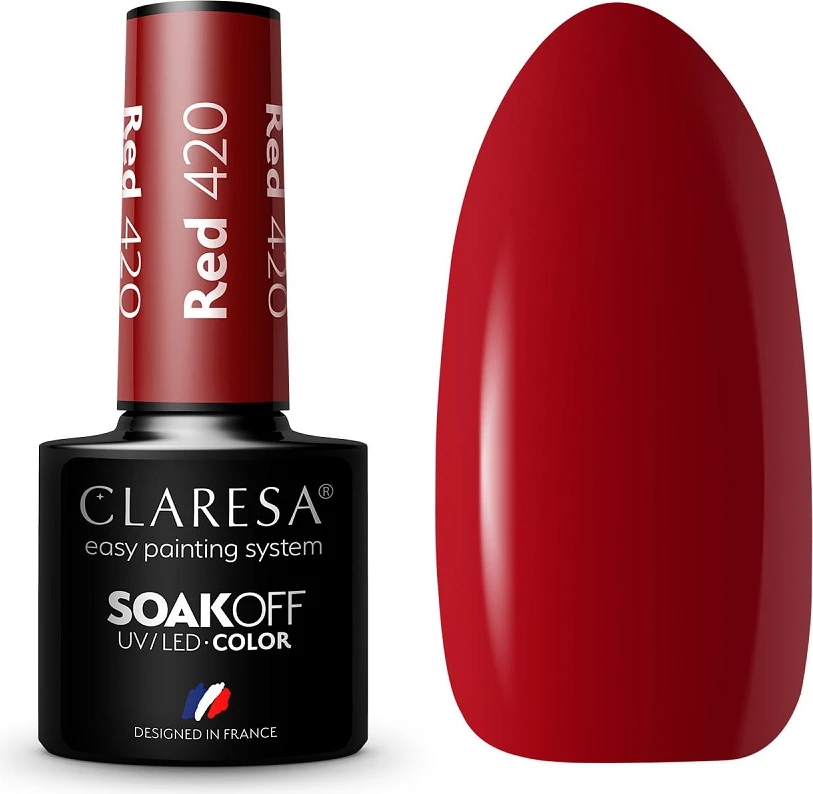 Llak për thonj Claresa Soak Off UV/LED Hybrid 420 për femra e kuqe 5g