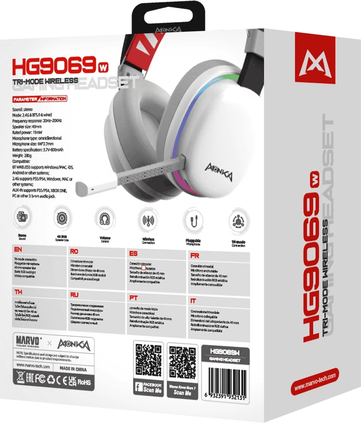 Kufje Me Bluetooth MONKA HG9069W