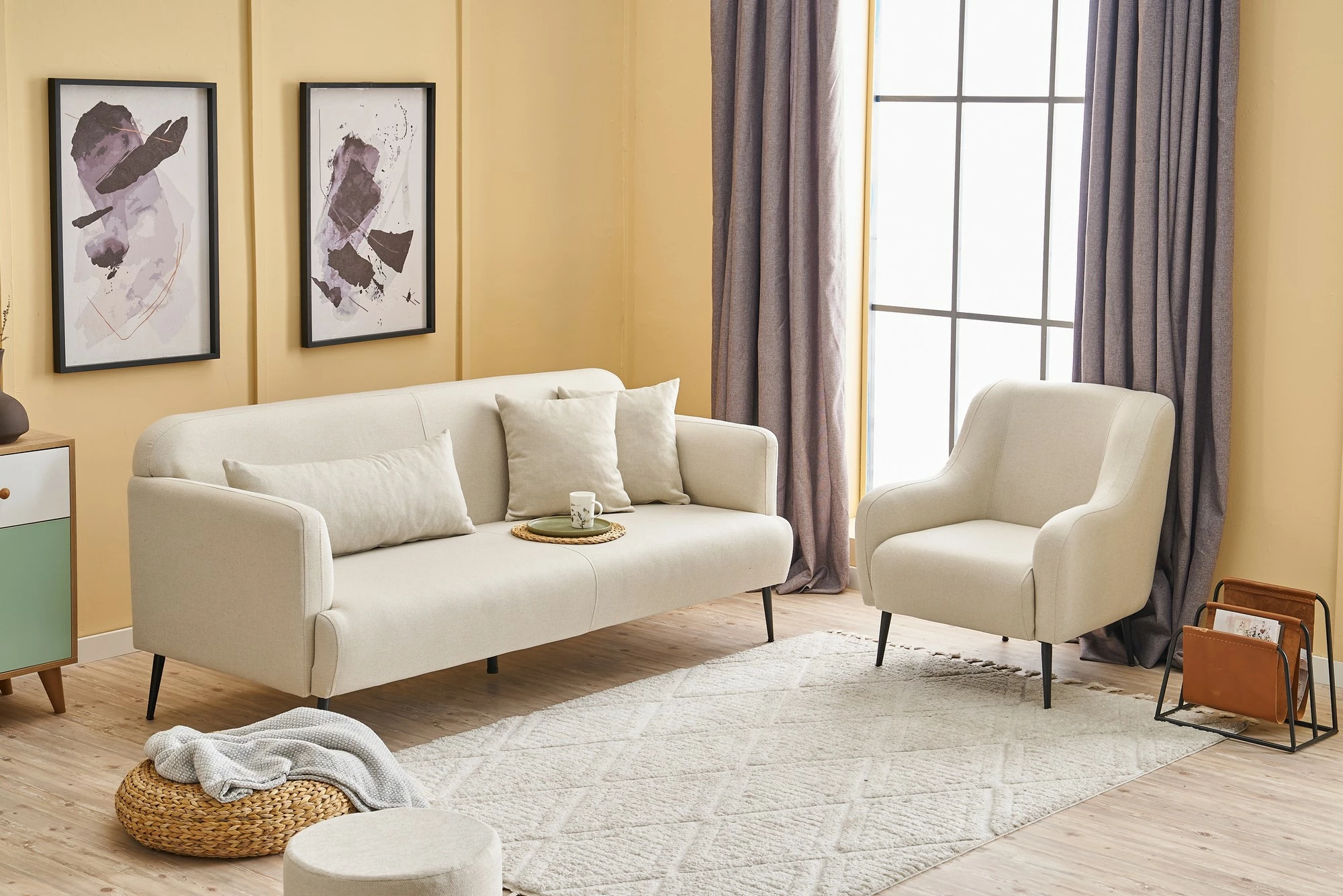 Divan treshe Revos, krem, Atelier del Sofa