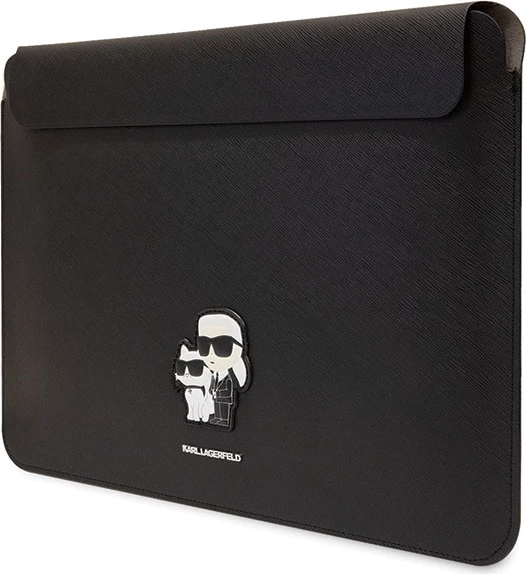 Mbështjellës Karl Lagerfeld Saffiano Karl&Choupette për laptop 14", eko lëkurë, e zezë