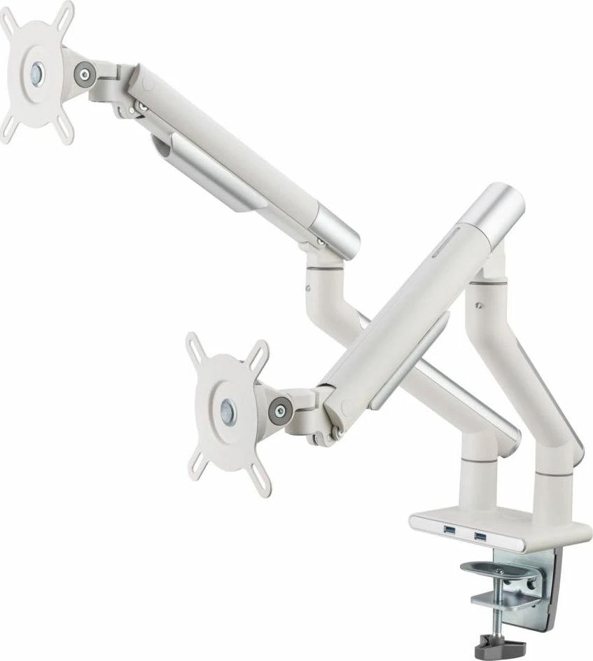Mbajtëse monitori për tavolinë Art RAMM L-20GD, për 2 monitorë 17\"-32\", VESA 75x75/100x100, deri 9 kg, gas spring, e bardhë