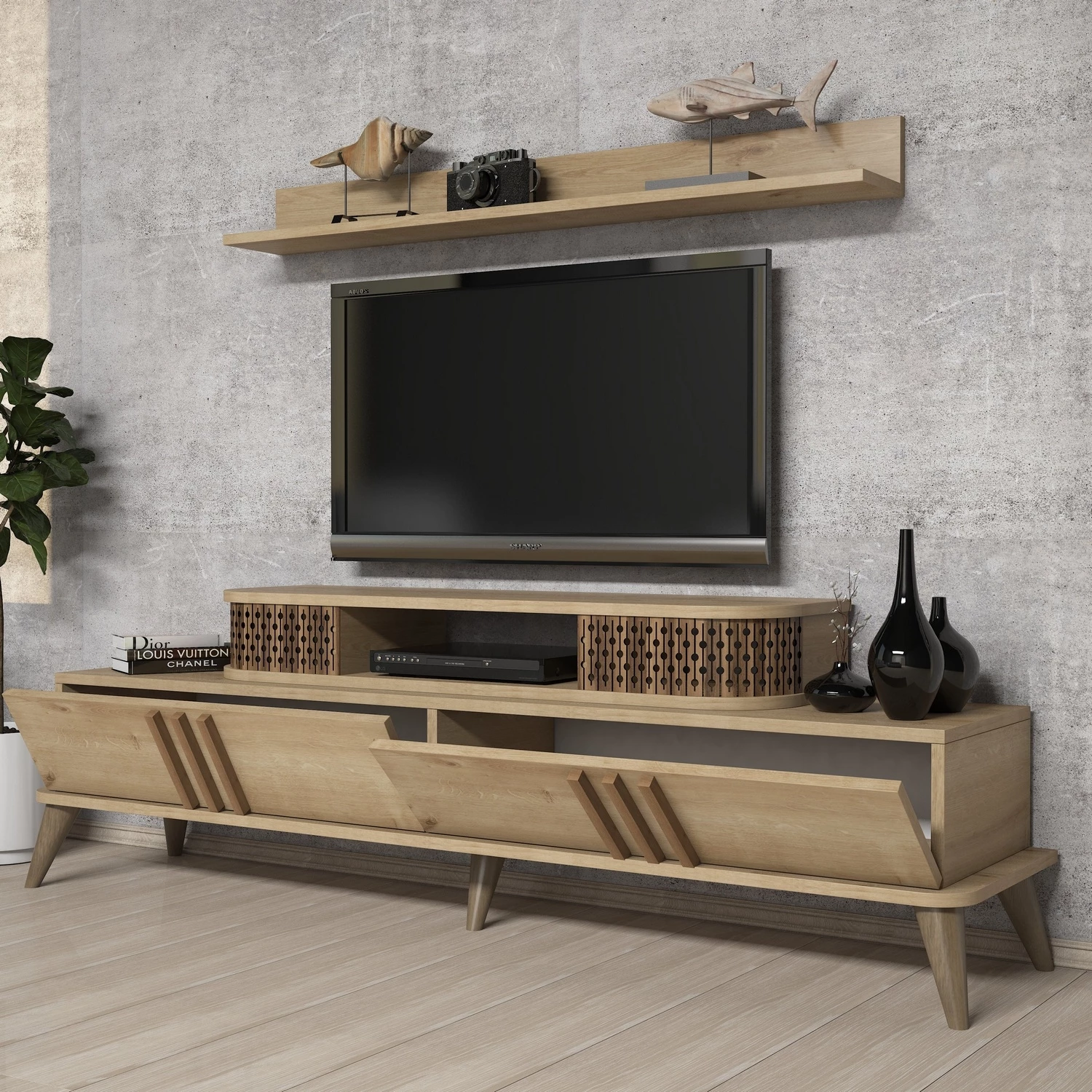 Komodë TV Hanah Home, Eylül, ngjyrë lisi
