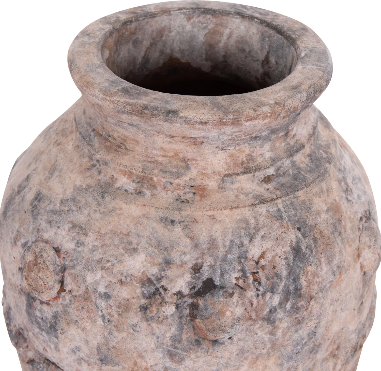 Vazo dekorative tavoline, terrakote, ngjyrë gri e furçuar, VERMO FH4395, 17x19cm