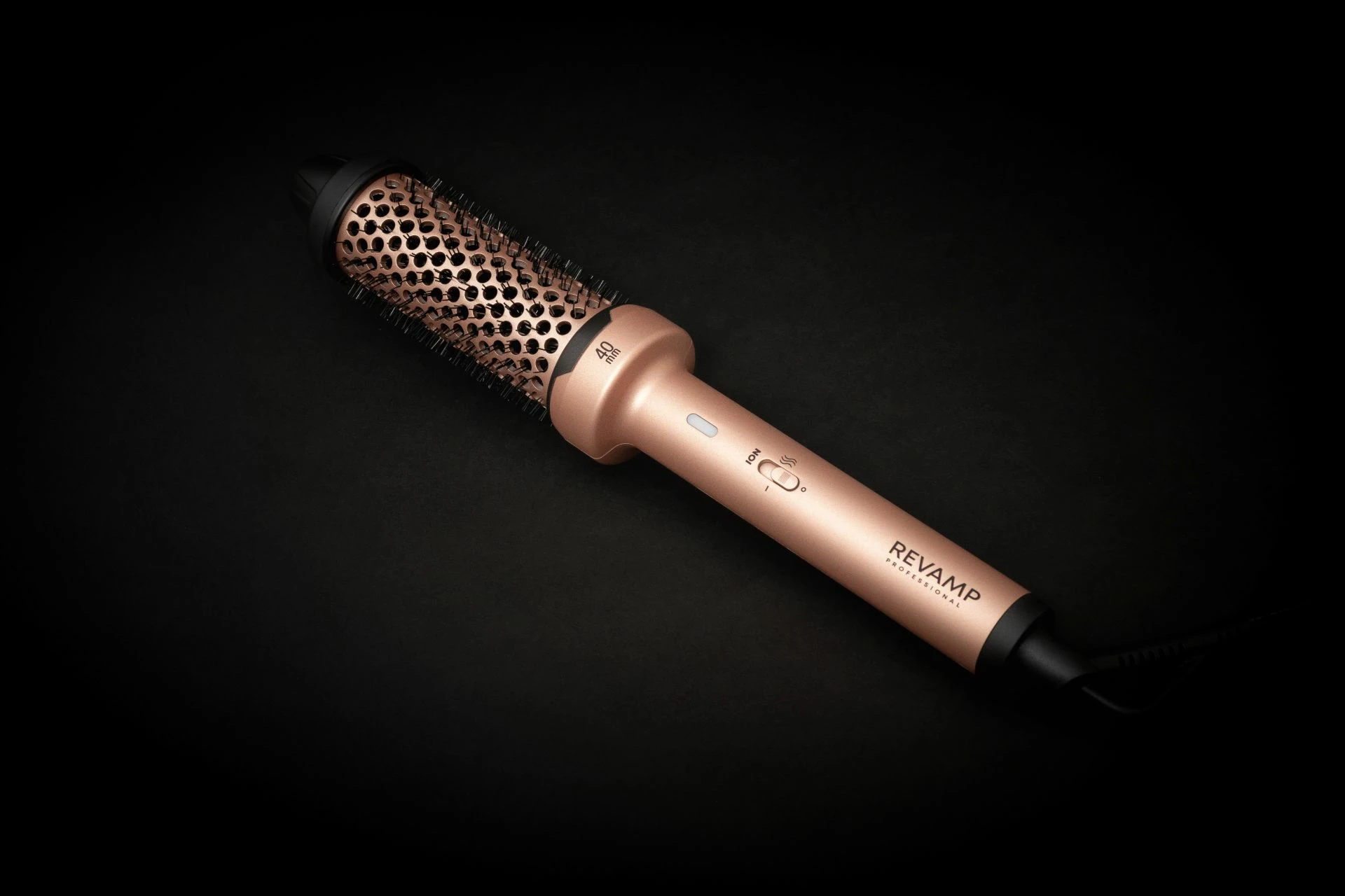 Brushë ngrohëse për stilim flokësh Revamp BR-1400AGD 40 mm ceramic 180°C ionic, rozë ari