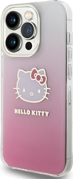 Mbështjellës Hello Kitty IML Gradient Electrop Kitty Head për iPhone 15 Pro, rozë