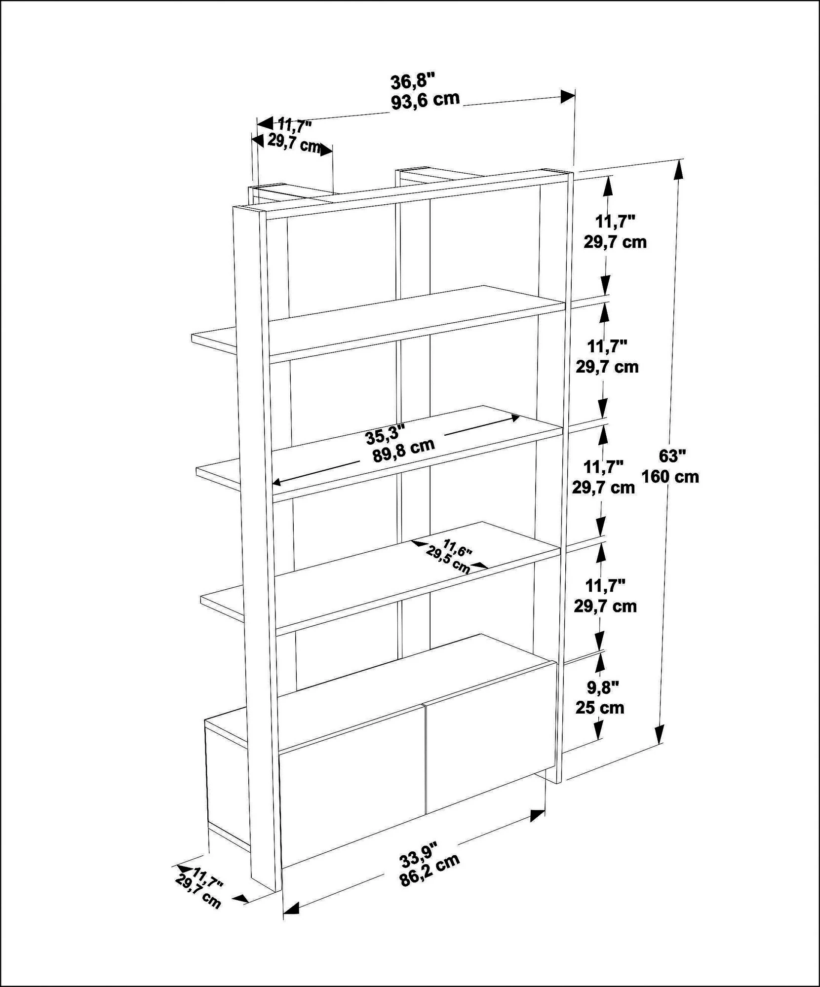 Raft librash Skye Decor, ngjyrë e zezë, mermer
