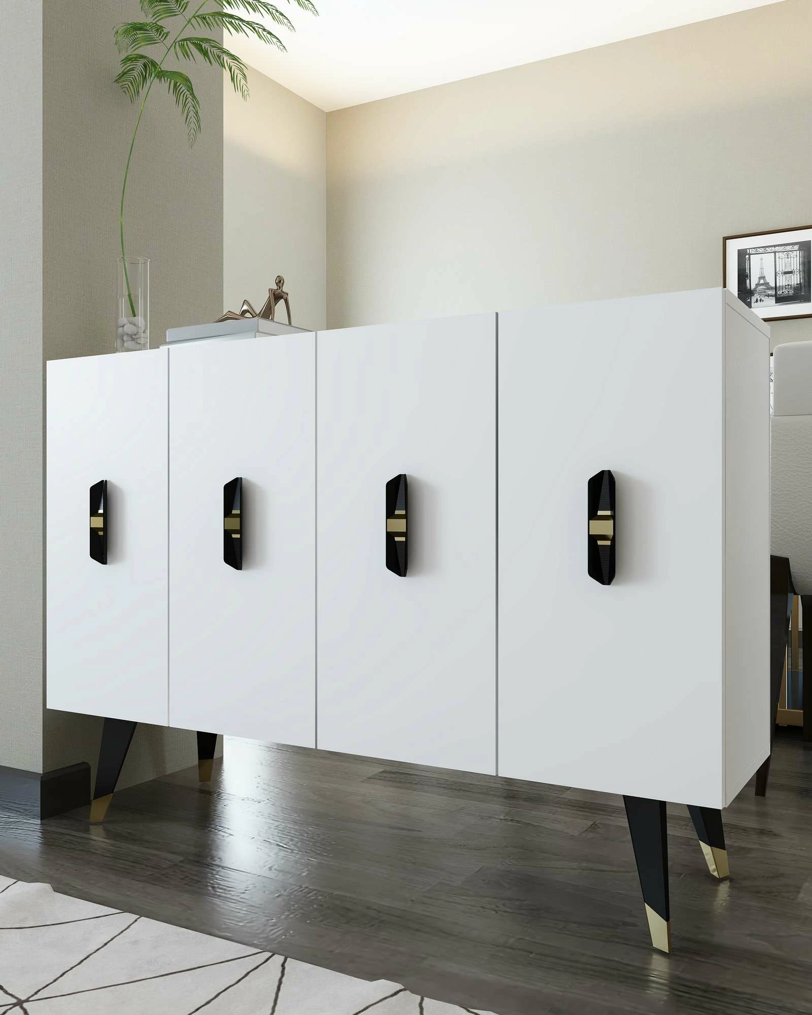 Konsol Skye Decor, 8170KM-32, e bardhë, e zezë, e artë