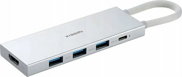 Hub USB-C Xiaomi 5-in-1 Type-C Hub, 3x USB-A 3.0 + HDMI 4K@60Hz + USB-C (karikim & data), argjendtë