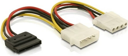 Kabllo rryme DeLOCK SATA 15-pin në 2x Molex 4-pin, 0.165 m